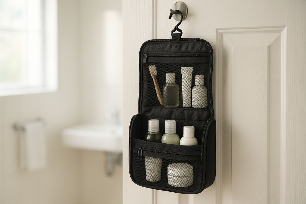 Trousse de toilette suspendue : gain de place